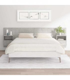 vidaXL Bed Headboard with Cabinets Concrete Grey Engineered Wood — Model: one drawer and one shelf — V0671954254