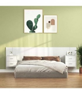 vidaXL Bed Headboard With Cabinet | White | Engineered wood | Standard — Model: two drawers