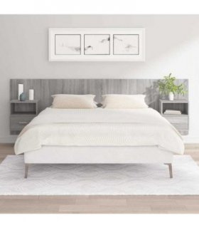 vidaXL Bed Headboard With Cabinet | Grey Sonoma | Engineered Wood — Model: one drawer and one shelf