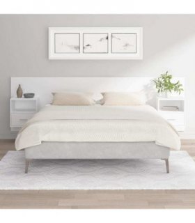 vidaXL Bed Headboard with Cabinets White Engineered Wood — Model: one drawer and one shelf — V0671954263