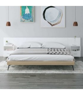 vidaXL Bed Headboard with Cabinets White Engineered Wood — Model: one drawer and one shelf — V0671954264