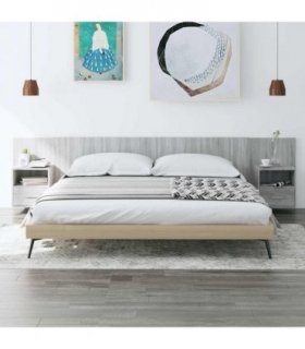 vidaXL Bed Headboard with Cabinets Grey Sonoma Engineered Wood — Model: one drawer and one shelf — V0671954277