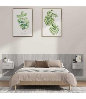 vidaXL Bed Headboard with Cabinets Grey Sonoma Engineered Wood — Model: one drawer — V0671954278