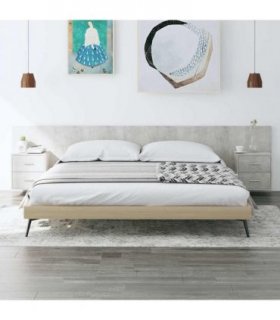 vidaXL Bed Headboard With Cabinet | Concrete Grey | Engineered Wood — Model: two drawers