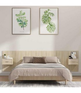 vidaXL Bed Headboard with Cabinets Sonoma Oak Engineered Wood — Model: one drawer