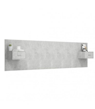 vidaXL Bed Headboard with Cabinets Concrete Grey Engineered Wood — Model: one drawer — V0671954285