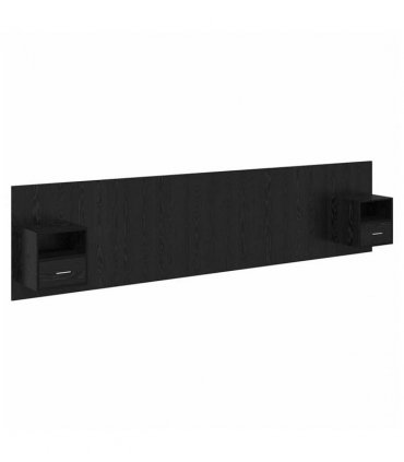 vidaXL Headboard with Cabinet 3 pcs Black Oak Engineered Wood — Model: One drawer and one shelf — V0671954290