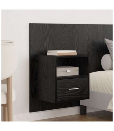 vidaXL Headboard with Cabinet 3 pcs Black Oak Engineered Wood — Model: One drawer and one shelf — V0671954290