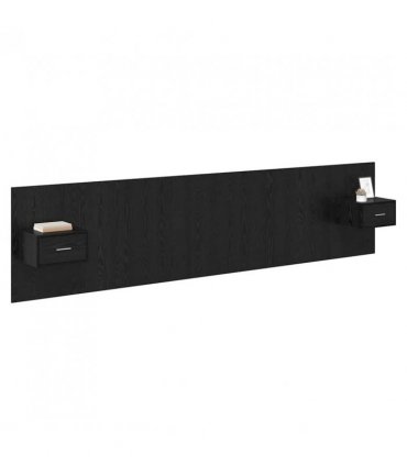 vidaXL Headboard with Cabinet 3 pcs Black Oak Engineered Wood — Model: One drawer — V0671954293