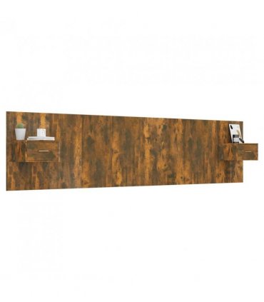 vidaXL Bed Headboard With Cabinet | Smoked oak | Engineered wood | Large — Model: one drawer