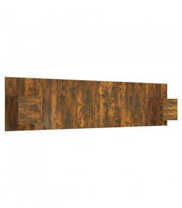 vidaXL Bed Headboard with Cabinets Smoked Oak Engineered Wood — Model: two drawers — V0671954296