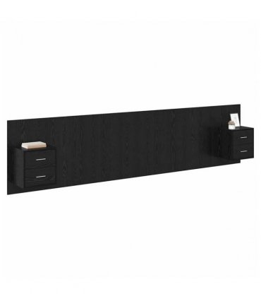 vidaXL Headboard with Cabinet 3 pcs Black Oak Engineered Wood — Model: Two drawers — V0671954297