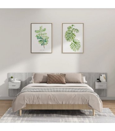 vidaXL Bed Headboard with Cabinets Concrete Grey Engineered Wood — Model: one drawer — V0671954300