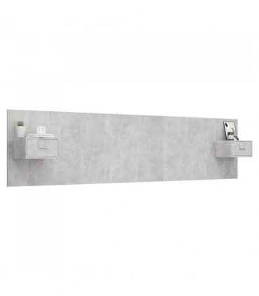 vidaXL Bed Headboard with Cabinets Concrete Grey Engineered Wood — Model: one drawer — V0671954300