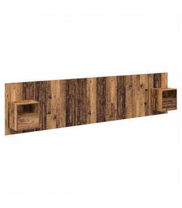 vidaXL Headboard with Cabinet 3 pcs Old Wood Engineered Wood — Model: One drawer and one shelf — V0671954301