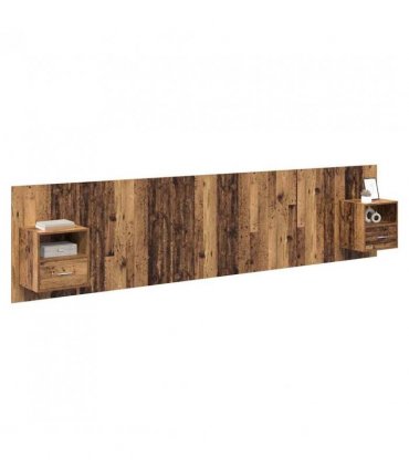 vidaXL Headboard with Cabinet 3 pcs Old Wood Engineered Wood — Model: One drawer and one shelf — V0671954301