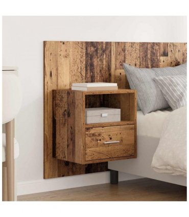 vidaXL Headboard with Cabinet 3 pcs Old Wood Engineered Wood — Model: One drawer and one shelf — V0671954301