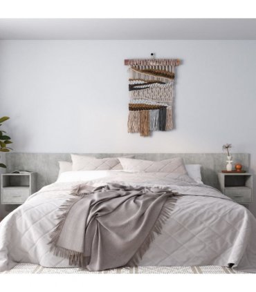 vidaXL Bed Headboard with Cabinets Concrete Grey Engineered Wood — Model: one drawer and one shelf — V0671954302
