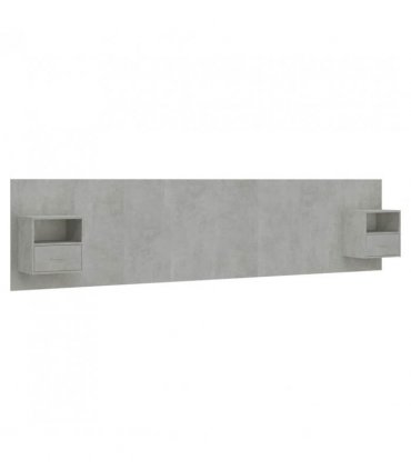 vidaXL Bed Headboard with Cabinets Concrete Grey Engineered Wood — Model: one drawer and one shelf — V0671954302