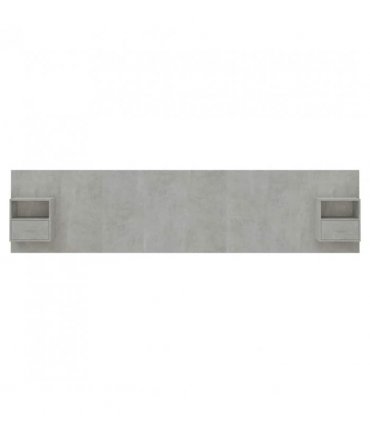 vidaXL Bed Headboard with Cabinets Concrete Grey Engineered Wood — Model: one drawer and one shelf — V0671954302