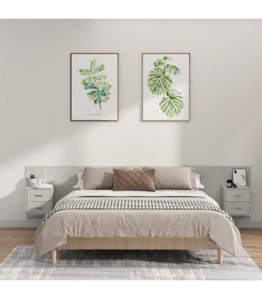 vidaXL Bed Headboard with Cabinets Concrete Grey Engineered Wood — Model: two drawers — V0671954305