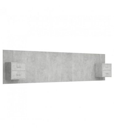 vidaXL Bed Headboard with Cabinets Concrete Grey Engineered Wood — Model: two drawers — V0671954305