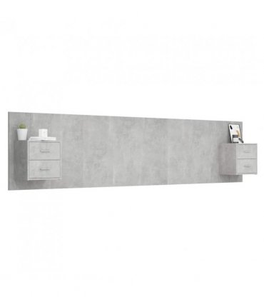 vidaXL Bed Headboard with Cabinets Concrete Grey Engineered Wood — Model: two drawers — V0671954305