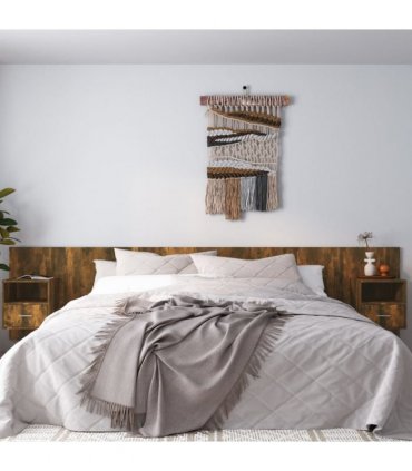 vidaXL Bed Headboard with Cabinets Smoked Oak Engineered Wood — Model: one drawer and one shelf — V0671954306