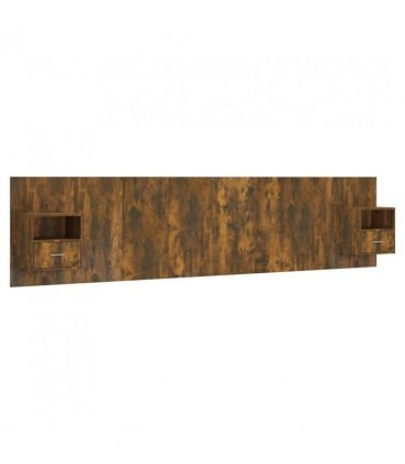 vidaXL Bed Headboard with Cabinets Smoked Oak Engineered Wood — Model: one drawer and one shelf — V0671954306