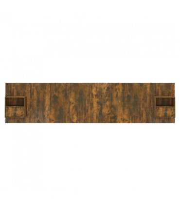vidaXL Bed Headboard with Cabinets Smoked Oak Engineered Wood — Model: one drawer and one shelf — V0671954306