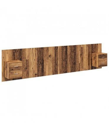 vidaXL Headboard with Cabinet 3 pcs Old Wood Engineered Wood — Model: Two drawers — V0671954308