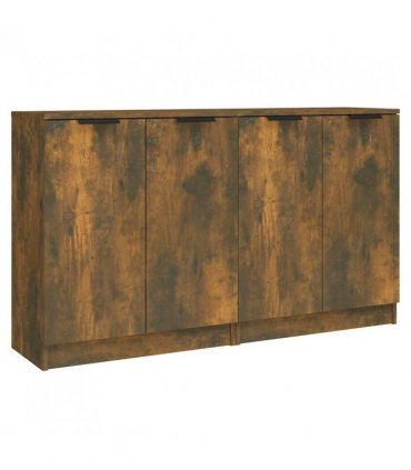 vidaXL Sideboards 2 pcs Smoked Oak 60x30x70 cm Engineered Wood