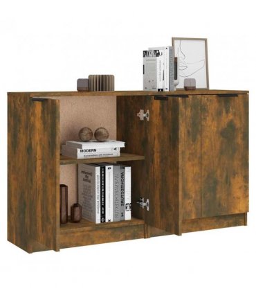 vidaXL Sideboards 2 pcs Smoked Oak 60x30x70 cm Engineered Wood