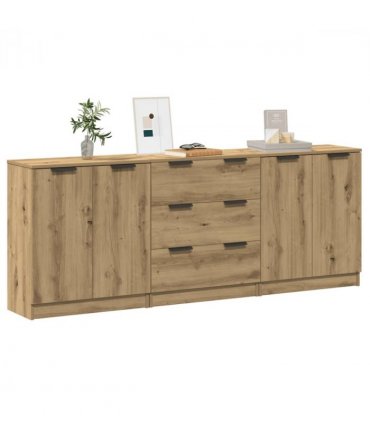 vidaXL Sideboards 3 pcs Artisan Oak 60x30x70 cm Engineered Wood