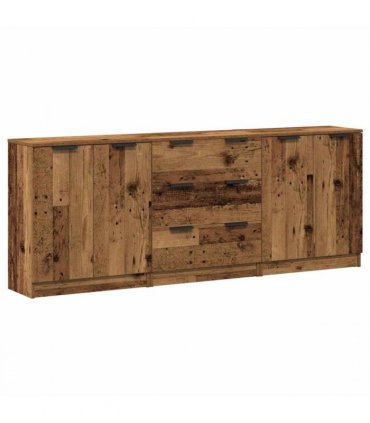 vidaXL Sideboards 3 pcs Old Wood 60x30x70 cm Engineered Wood