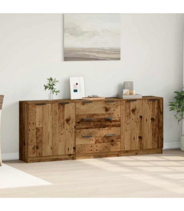 vidaXL Sideboards 3 pcs Old Wood 60x30x70 cm Engineered Wood