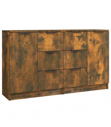 vidaXL Sideboards 2 pcs Smoked Oak 60x30x70 cm Engineered Wood — V0671954327