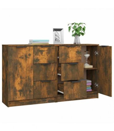 vidaXL Sideboards 2 pcs Smoked Oak 60x30x70 cm Engineered Wood — V0671954327