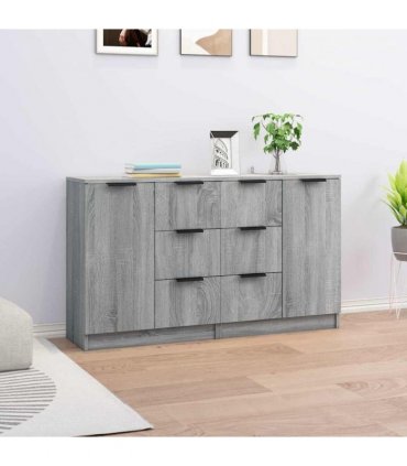 vidaXL Sideboards 2 pcs Grey Sonoma 60x30x70 cm Engineered Wood — V0671954329