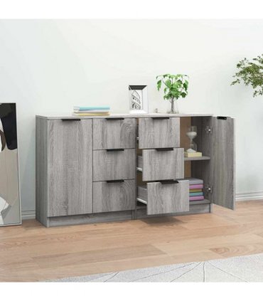 vidaXL Sideboards 2 pcs Grey Sonoma 60x30x70 cm Engineered Wood — V0671954329