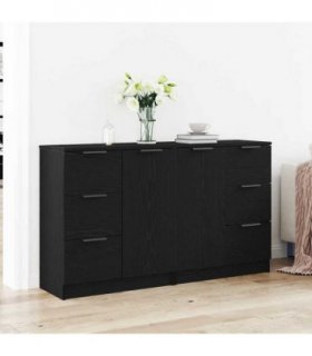vidaXL Sideboard Black Oak 120 x 30 x 70 cm Engineered Wood