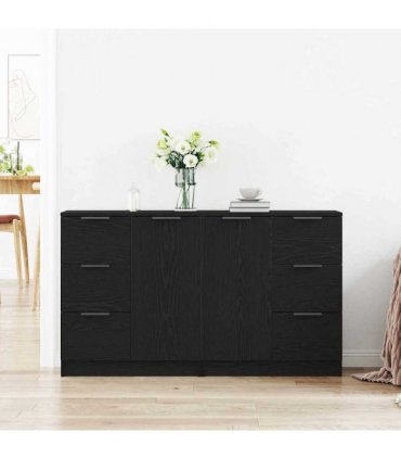 vidaXL Sideboard Black Oak 120 x 30 x 70 cm Engineered Wood