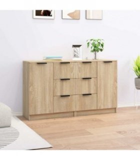 vidaXL Sideboards 2 pcs Sonoma Oak 60x30x70 cm Engineered Wood — V0671954332