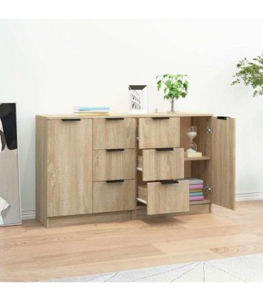 vidaXL Sideboards 2 pcs Sonoma Oak 60x30x70 cm Engineered Wood — V0671954332