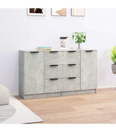 vidaXL Sideboards 2 pcs Concrete Grey 60x30x70 cm Engineered Wood — V0671954333