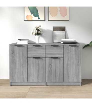vidaXL Sideboards 2 pcs Grey Sonoma 60x30x70 cm Engineered Wood — V0671954348