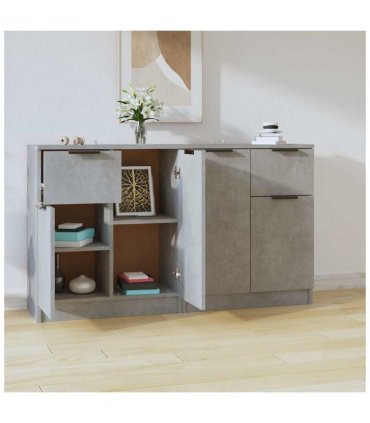 vidaXL Sideboards 2 pcs Concrete Grey 60x30x70 cm Engineered Wood — V0671954352