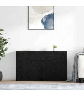vidaXL Sideboards 2 pcs Black Oak 60 x 30 x 70 cm Engineered Wood