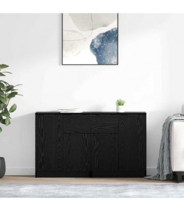 vidaXL Sideboards 2 pcs Black Oak 60 x 30 x 70 cm Engineered Wood