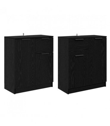 vidaXL Sideboards 2 pcs Black Oak 60 x 30 x 70 cm Engineered Wood